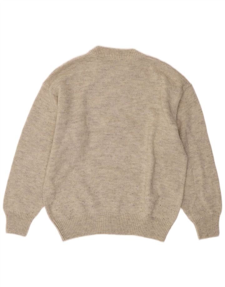MALAGRIDA Jersey de cuello redondo para hombre, suéter grande beige geométrico