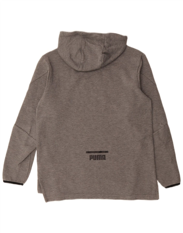 PUMA Mens Hoodie Jumper Small Grey Cotton