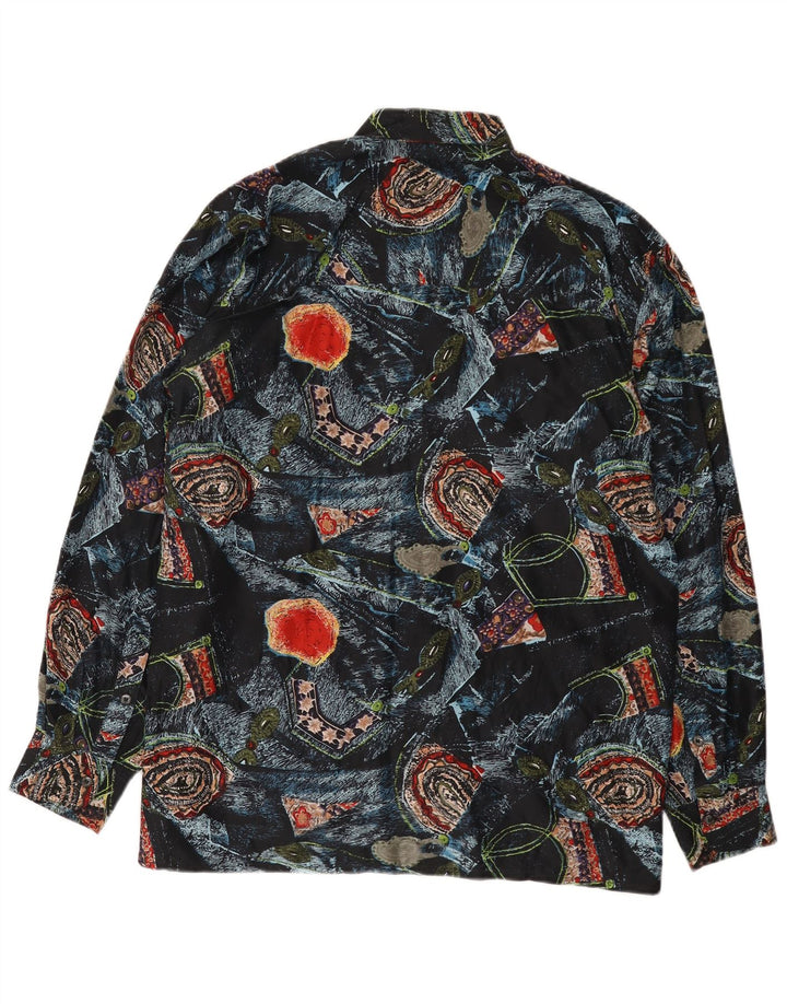 Tornado - Camisa holgada con estampado abstracto para hombre, talla pequeña, seda multicolor