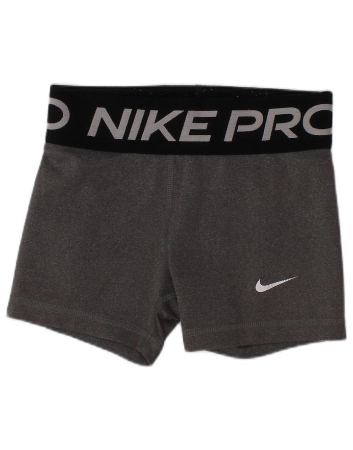 NIKE Pantalones cortos deportivos Dri Fit Graphic para niñas 6-7 años XS Gris Poliéster