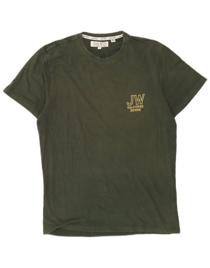 Jack Wills Camiseta gráfica para hombre Top Medium Khaki Cotton