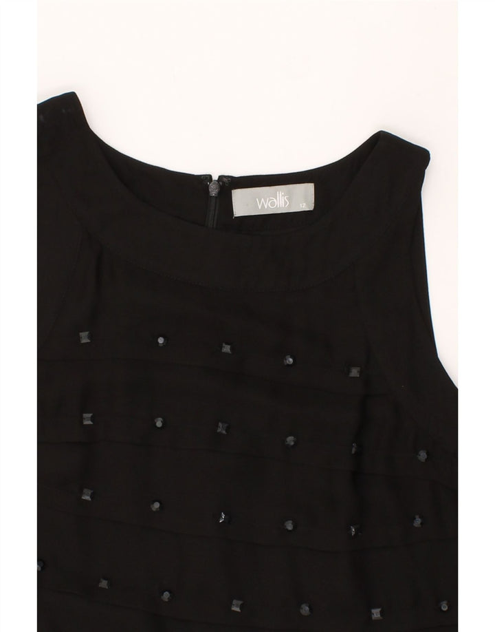 WALLIS Womens Sleeveless Sheath Dress UK 12 Medium Black Polyester Vintage Wallis and Second-Hand Wallis from Messina Hembry 