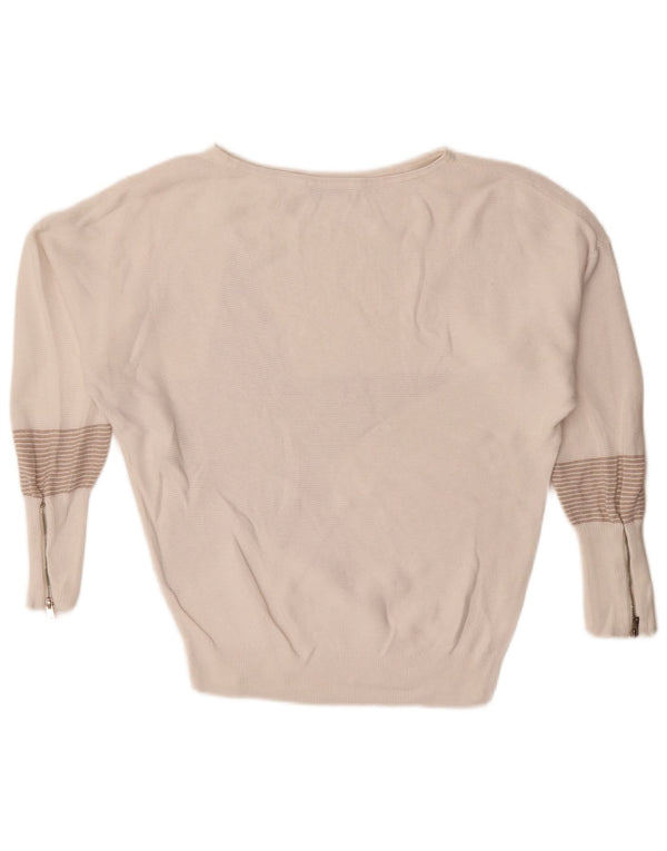 MINT VELVET Suéter tipo jersey de gran tamaño con cuello barco para mujer UK 6 XS Blanco a rayas
