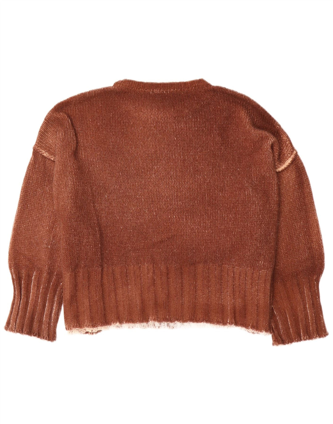 Vintage mujer oversized Crew Neck Jumper Suéter Reino Unido 10 Pequeño Marrón Tie Dye