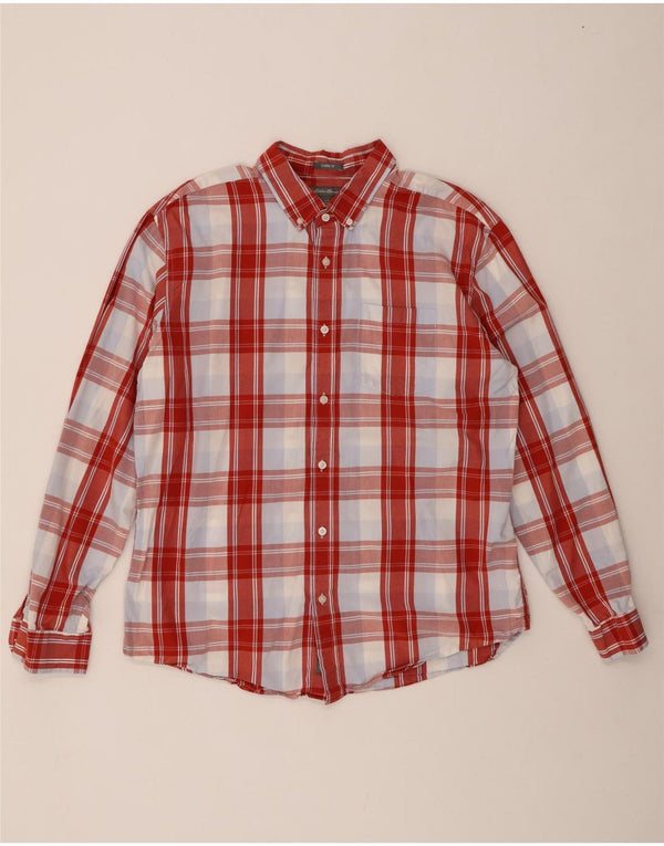 EDDIE BAUER Camisa de corte clásico para hombre de algodón a cuadros rojos grandes