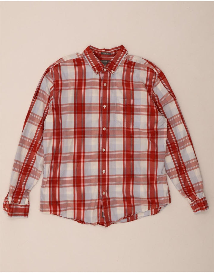 EDDIE BAUER Camisa de corte clásico para hombre de algodón a cuadros rojos grandes