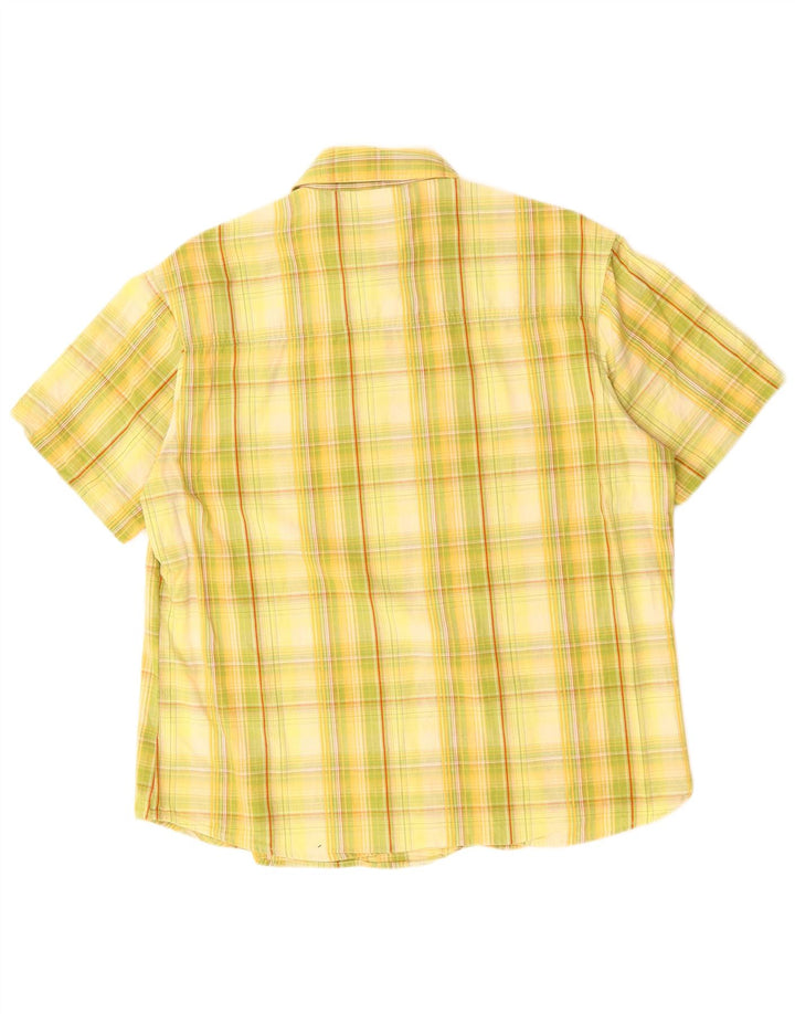 JACK WOLFSKIN Camisa de manga corta para hombre de algodón a cuadros amarillo medio