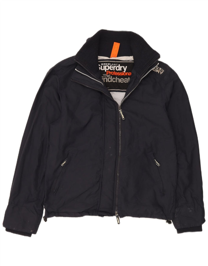 SUPERDRY Chaqueta impermeable con estampado The Windcheater para hombre, talla 40, color azul marino