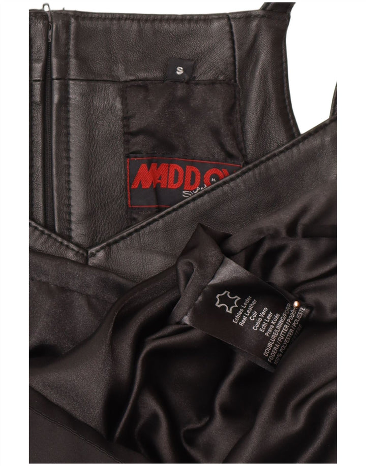 MADDOX Vestido tubo de cuero sin mangas para mujer UK 10 Small Black Leather