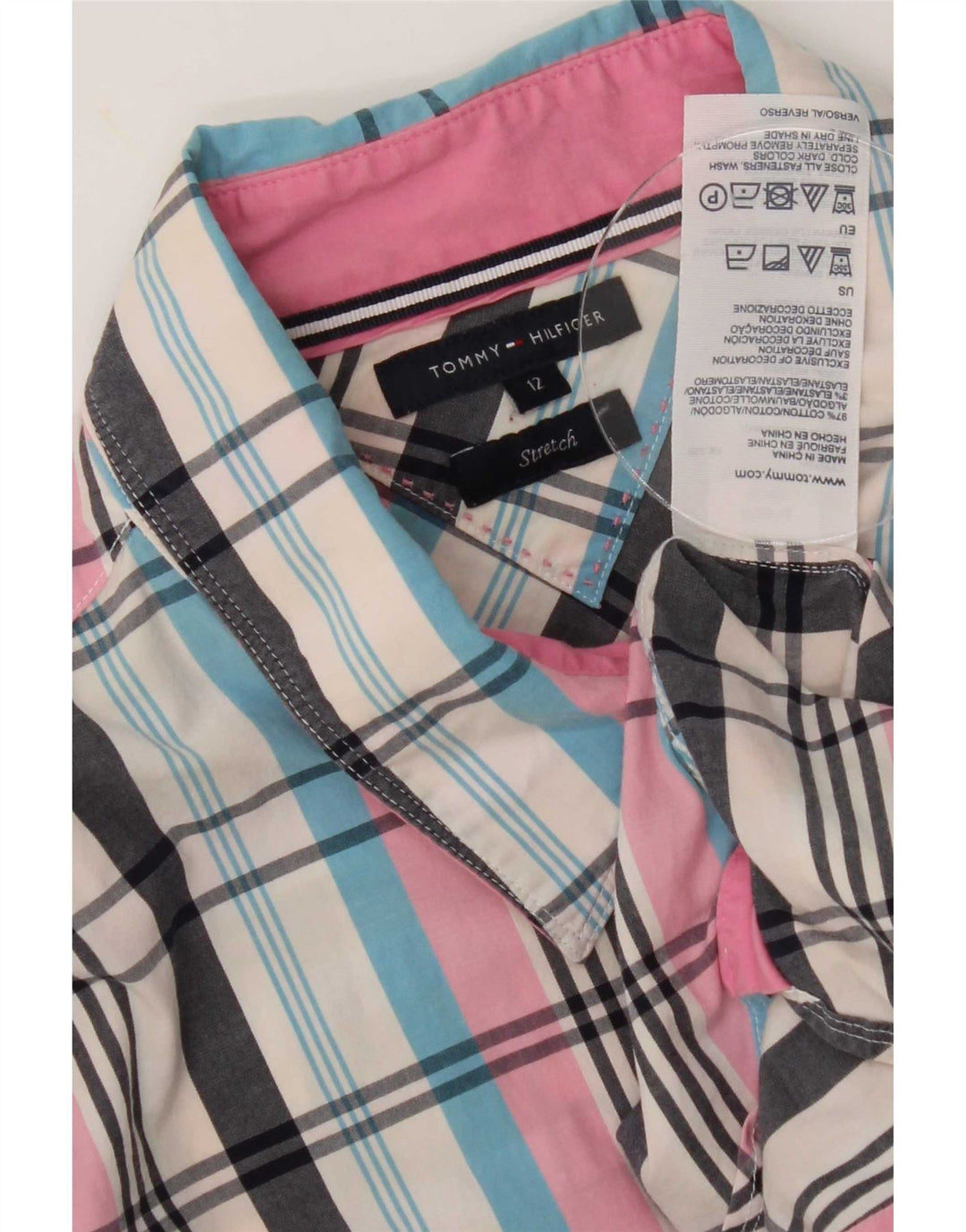 Tommy Hilfiger Camisa para mujer US 12 Grande Algodón a cuadros multicolor