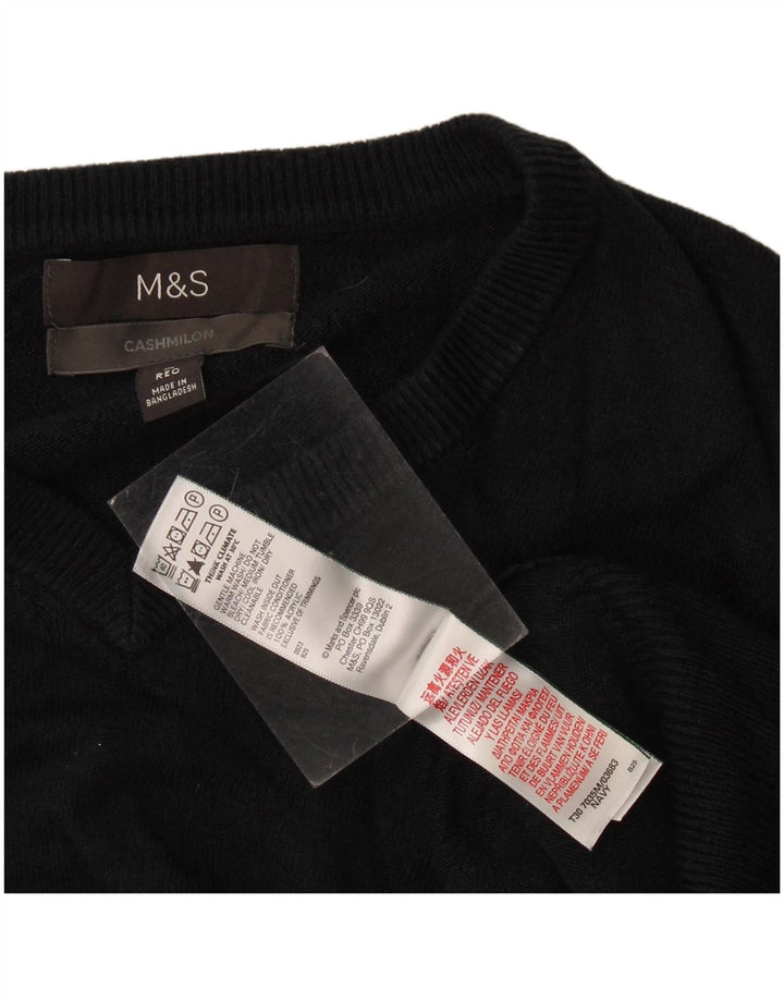 Marks & Spencer Suéter con cuello en V para hombre Acrílico azul marino mediano