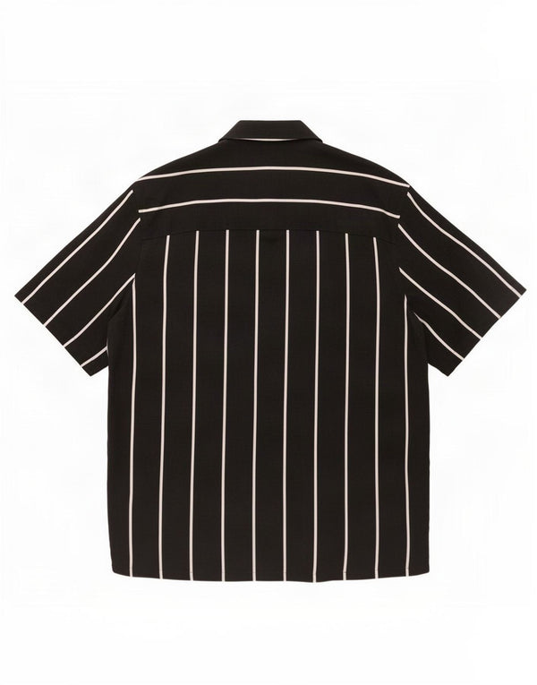Zara Hombre Camisa Manga Corta Large Viscosa Rayas Negra