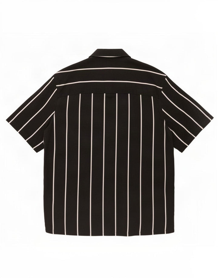 Zara Hombre Camisa Manga Corta Large Viscosa Rayas Negra