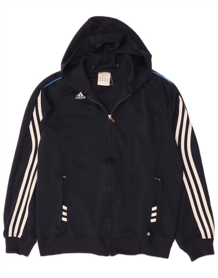 Adidas Mens Climalite Zip Sudadera con capucha Suéter Pequeño Azul Marino Poliéster