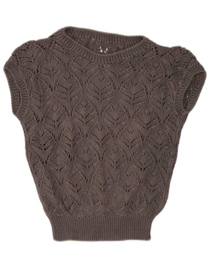 VINTAGE Chaleco de mujer Camiseta sin mangas Reino Unido 16 Gris grande