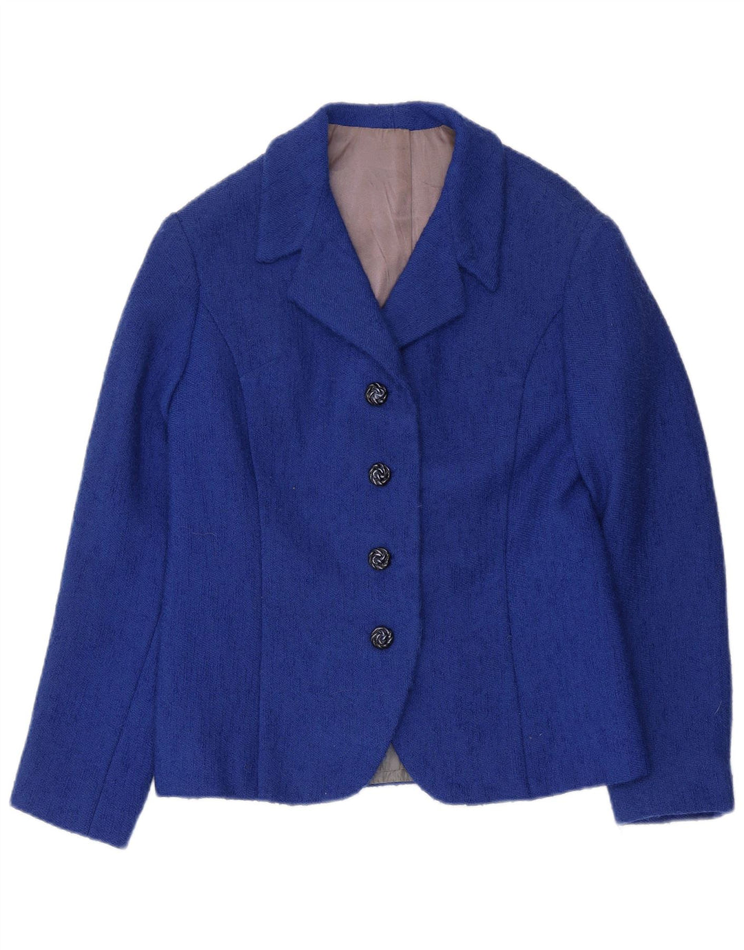 VINTAGE Chaqueta Blazer de 4 Botones para Mujer Reino Unido 12 Azul Medio