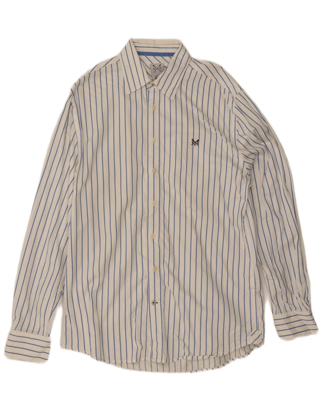 Crew Clothing Camisa entallada para hombre de algodón a rayas blancas medianas