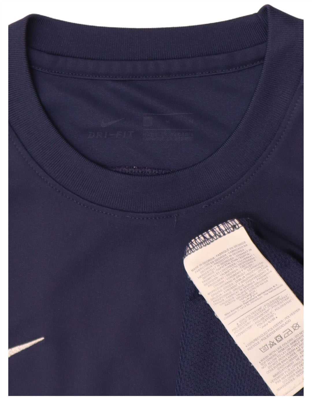 Camiseta Nike Dri Fit para hombre Top medio azul marino Poliéster