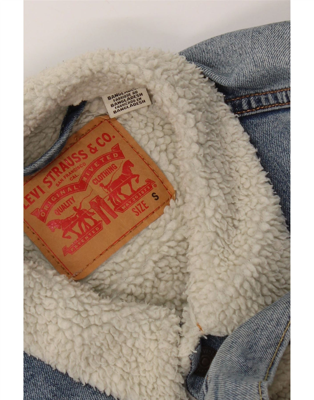 Levi's Chaqueta vaquera Sherpa para hombre Reino Unido 36 Algodón azul pequeño