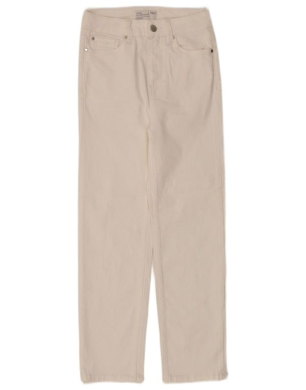 Marks & Spencer Vaqueros rectos para mujer UK 8 Small W26 L26 Algodón blanco