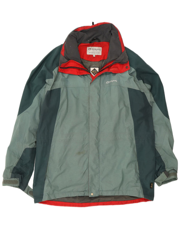 Sprayway Chaqueta impermeable Gore-Tex para hombre Reino Unido 40 Grande Verde Colorblock Poliamida