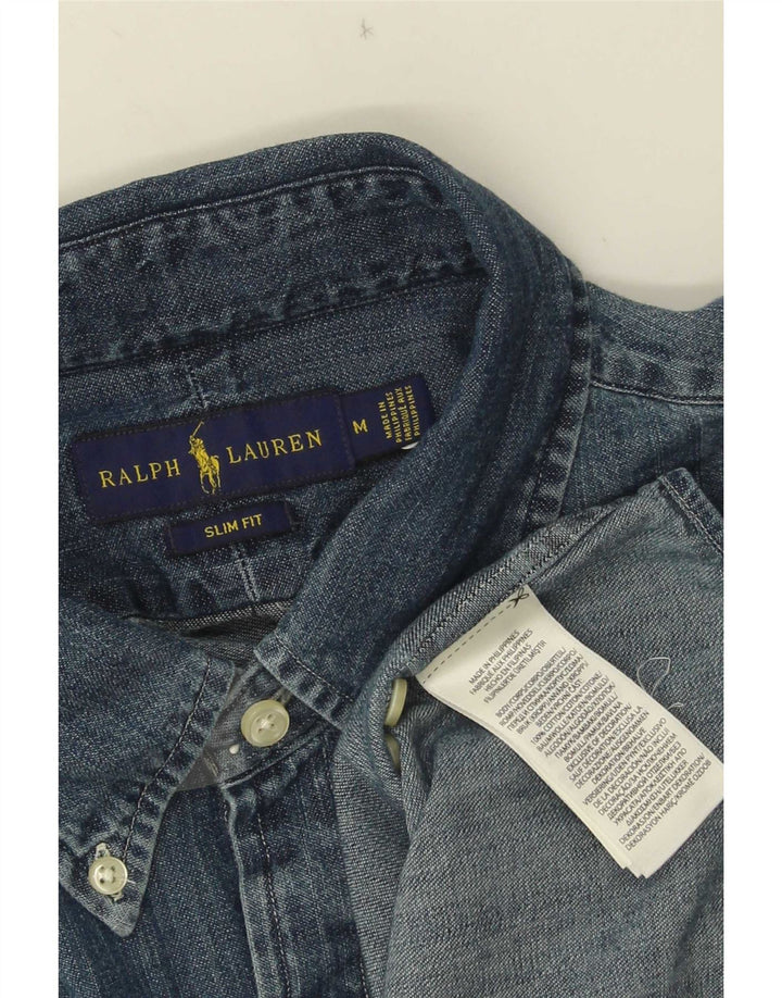Camisa Ralph Lauren Hombre Slim Fit Denim Algodón Azul Medio