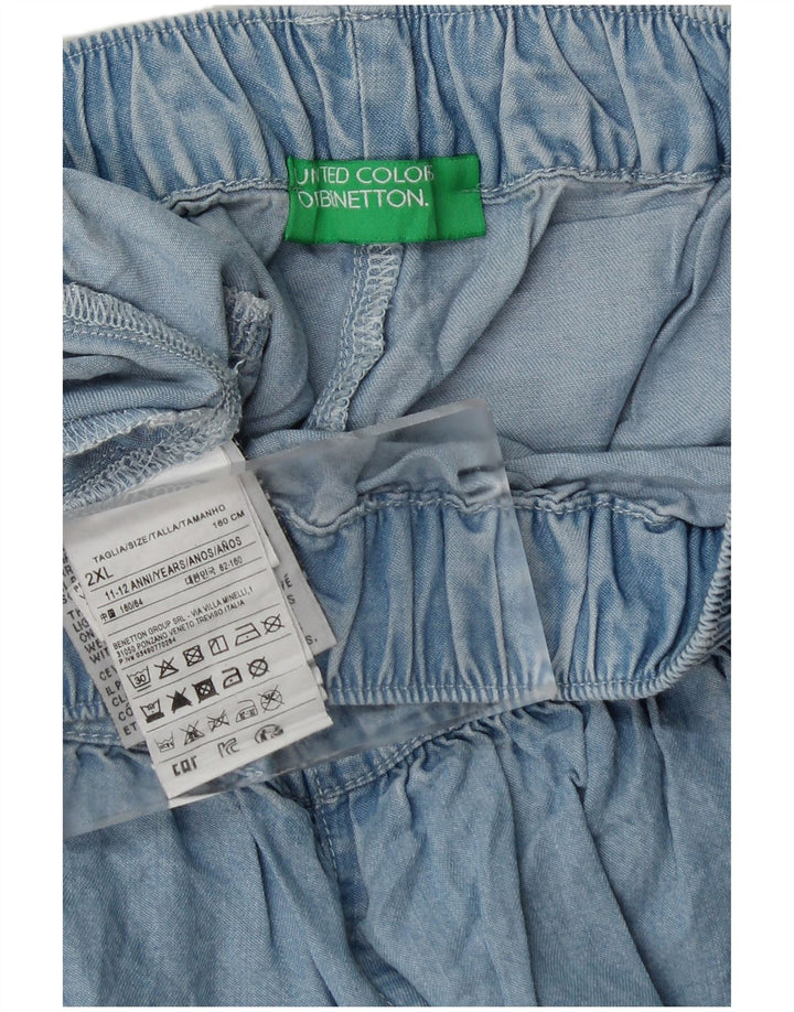 BENETTON Pantalones Cortos Casuales para Niña 11-12 Años 2XL W28 Azul Lyocell