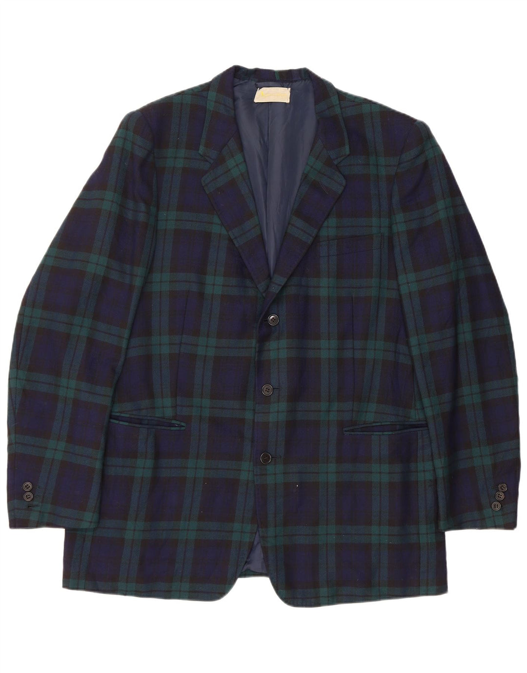 AQUASCUTUM Chaqueta tipo blazer de 3 botones para hombre UK 40 Large Navy Blue Check