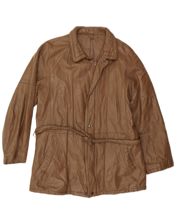 Chaqueta de cuero vintage para hombre IT 52 XL Marrón