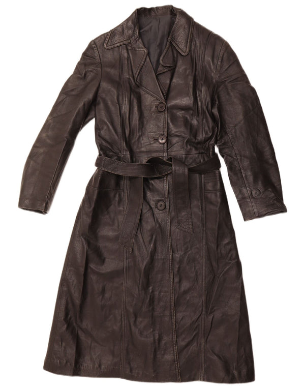 VINTAGE Abrigo de cuero para mujer IT 40 Pequeño Negro