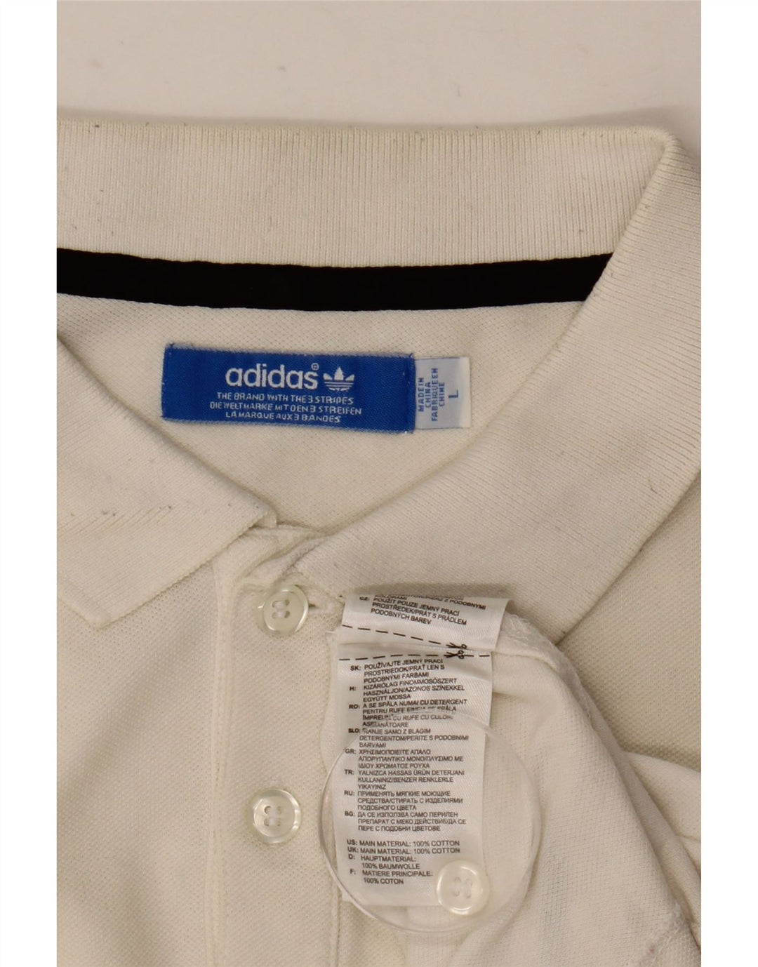 Polo Adidas Hombre Grande Blanco Algodón