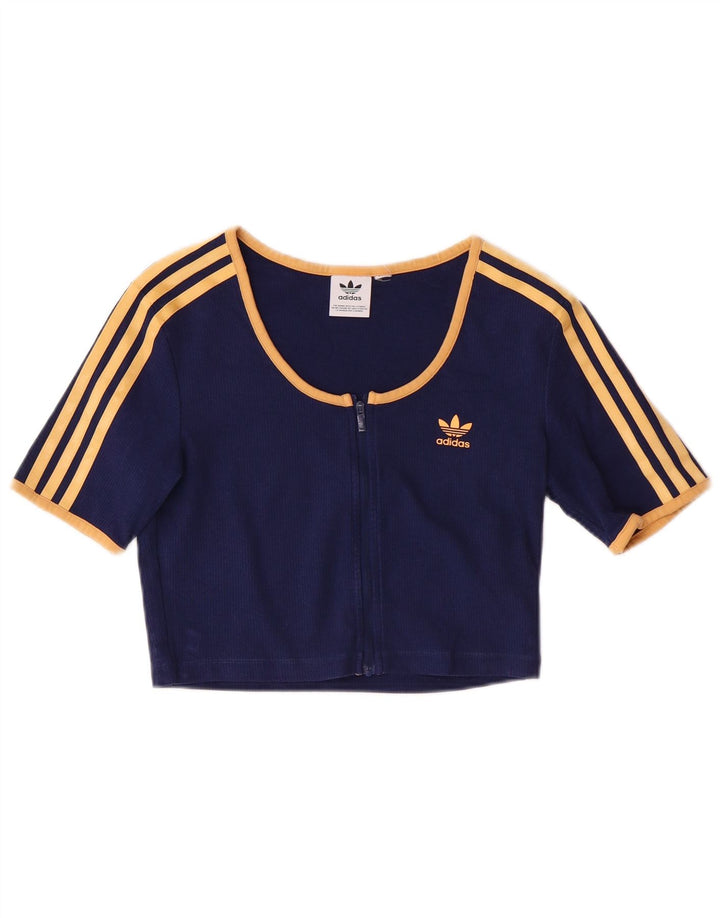 Adidas Top corto con cremallera completa para mujer UK 6 XS Azul marino