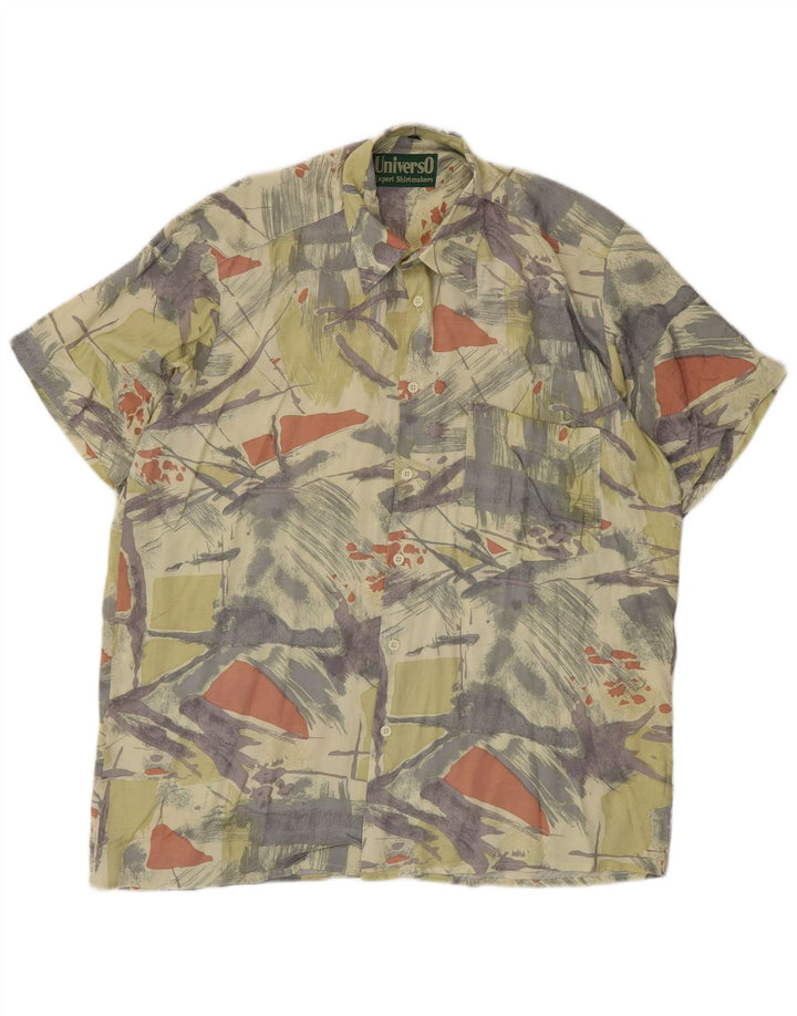 Vintage hombres patrón abstracto camisa tamaño 39/40 medio multicolor