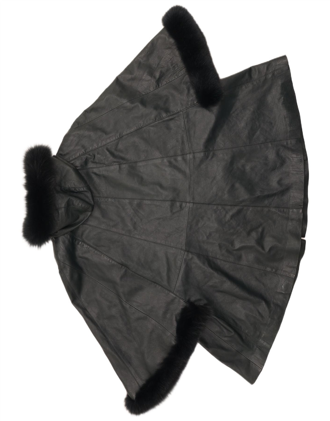 SAKI Abrigo Poncho de Cuero con Capucha para Mujer UK 10 Small Cuero Verde