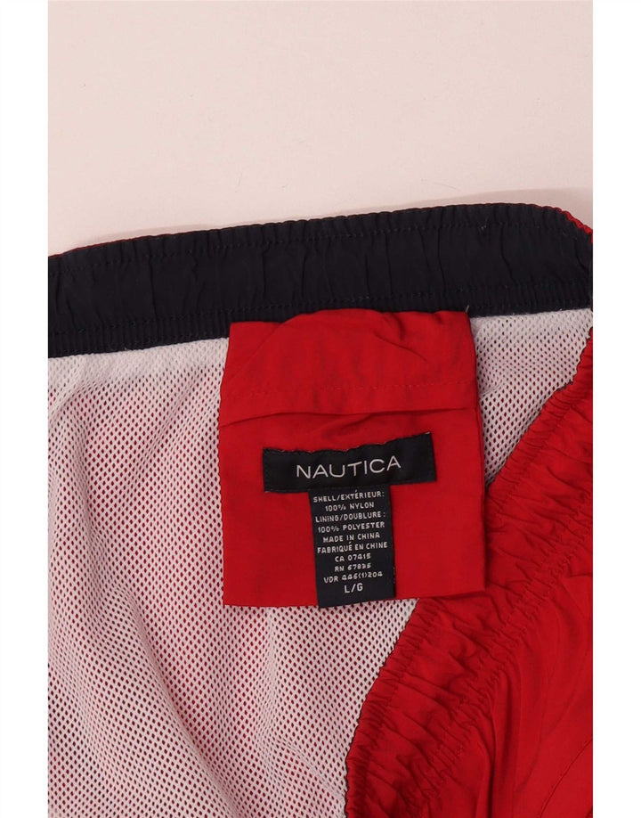 Nautica Bañador para hombre, talla grande, nailon rojo