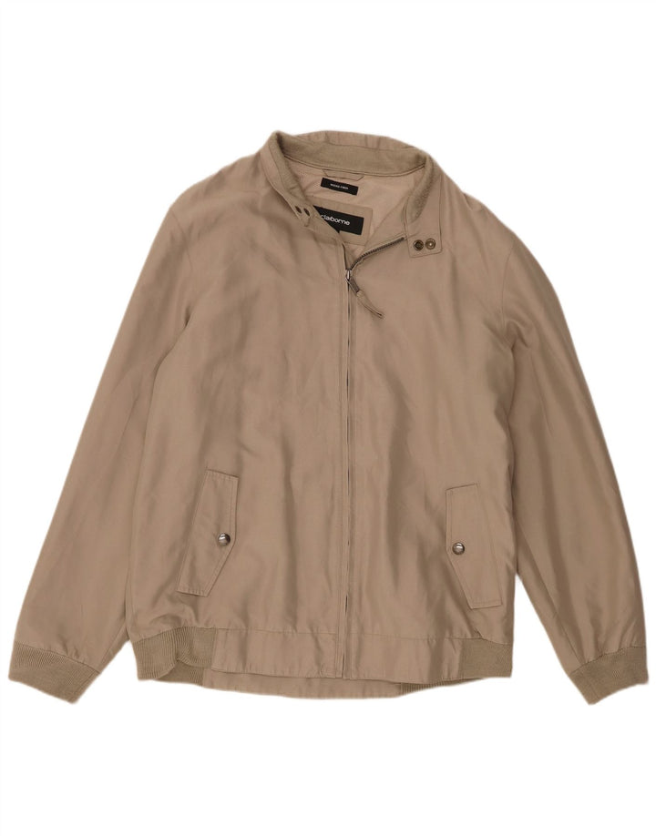 Vintage hombres bomber chaqueta Reino Unido 40 poliéster beige grande