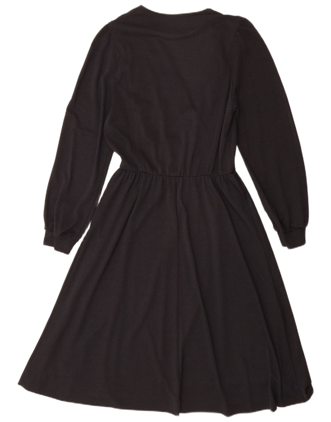 Vintage mujer manga larga abrigo vestido Reino Unido 14 medio negro