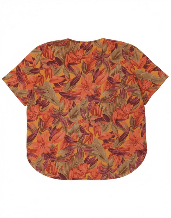 Vintage mujer manga corta camisa blusa Reino Unido 18 XL multicolor floral