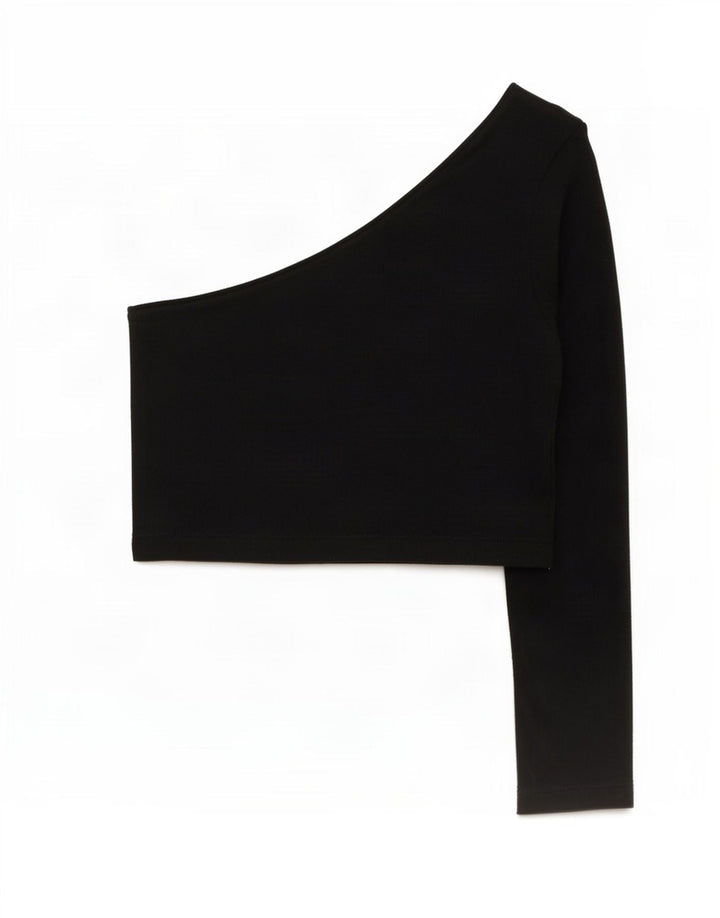 Zara Mujer Top Corto De Un Hombro Reino Unido 8 Pequeño Negro