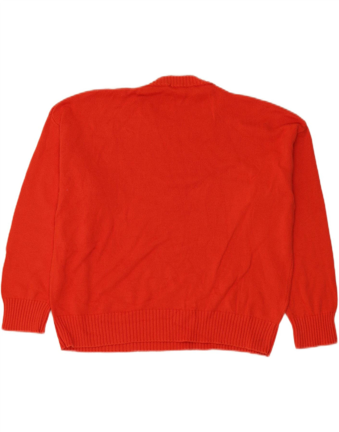 Benetton Jersey Extragrande con Cuello Redondo para Mujer UK 44 Mediano Rojo Algodón