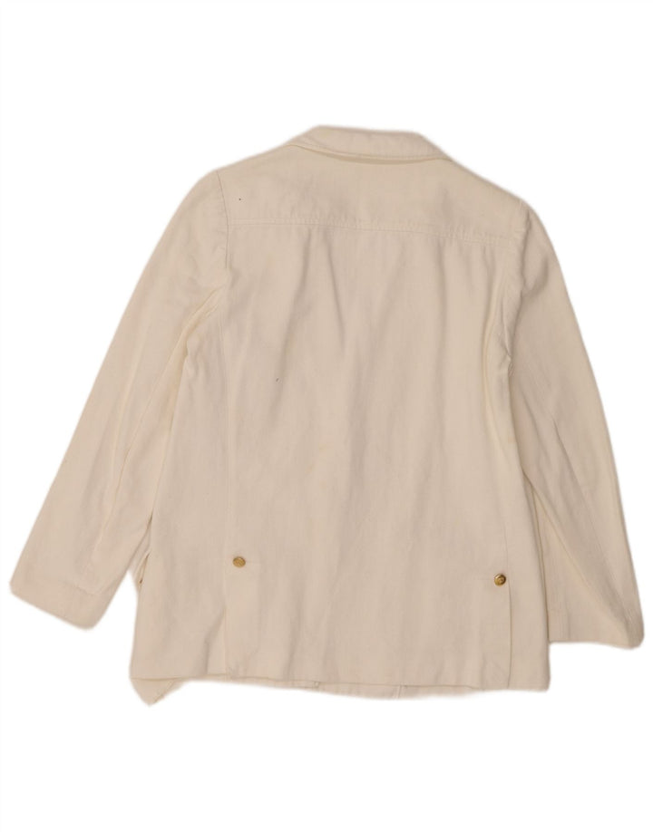 Yves Saint Laurent Chaqueta tipo blazer de mezclilla con 2 botones para mujer UK 10 Small White