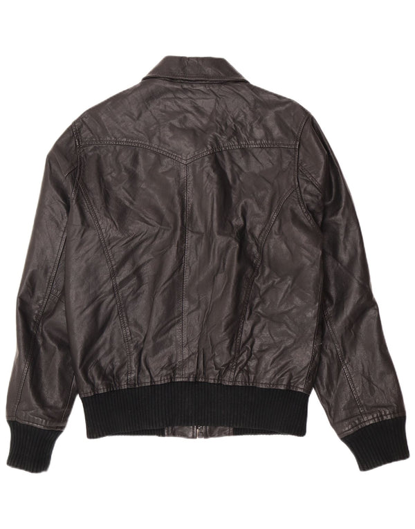 Jack & Jones Chaqueta de cuero para hombre UK 36 Small Negro