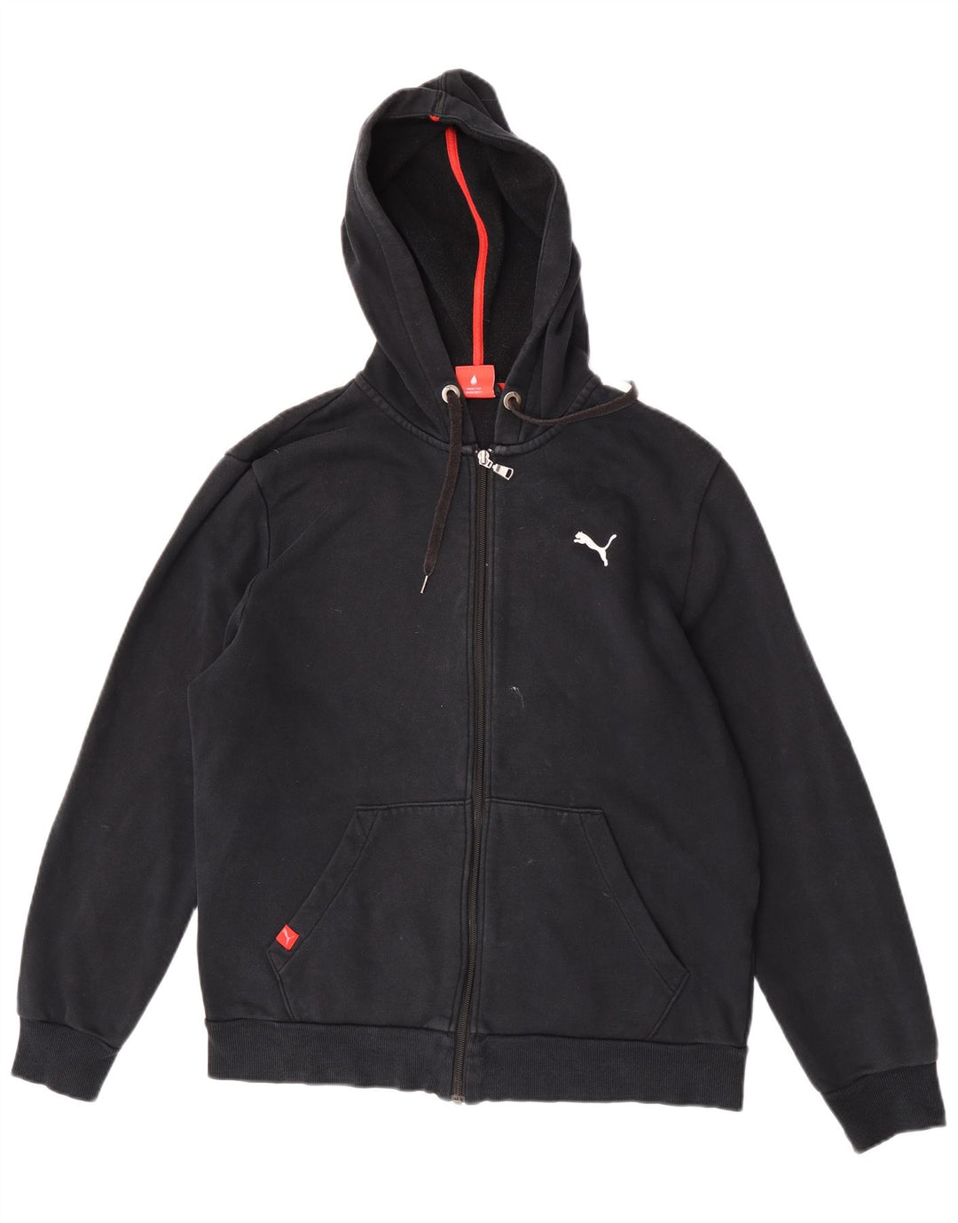 Puma Sudadera con capucha y cremallera para hombre, algodón negro mediano