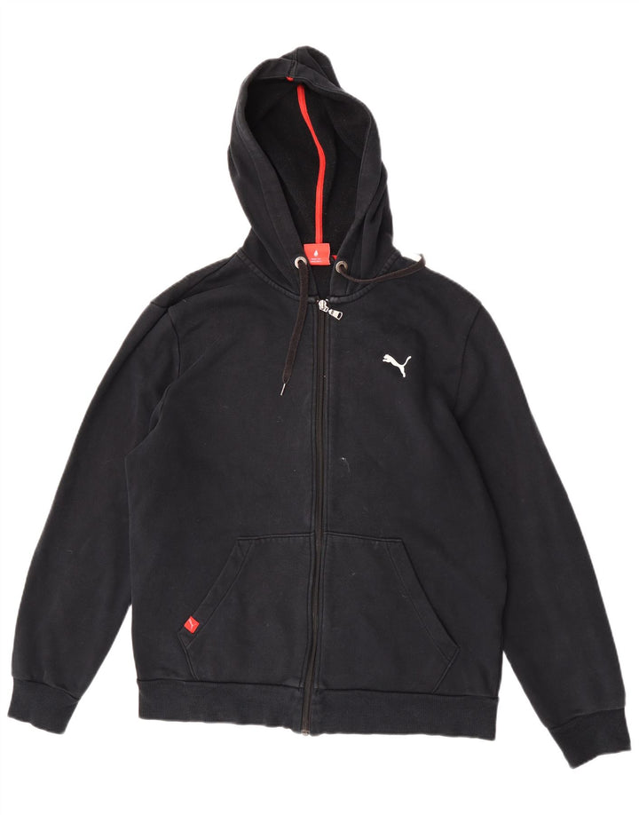 Puma Sudadera con capucha y cremallera para hombre, algodón negro mediano