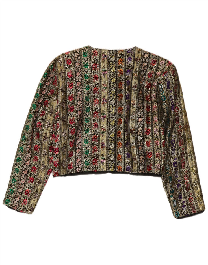 Vintage mujer 5 botones Blazer chaqueta Reino Unido 12 medio multicolor floral