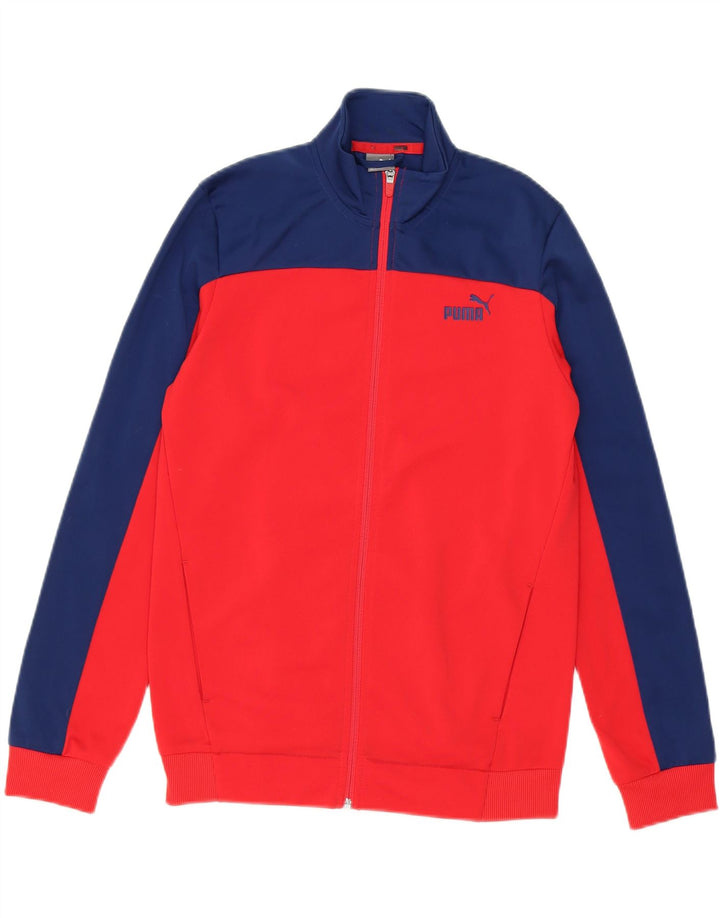 PUMA Boys Tracksuit Top Jacket 13-14 Years Red Colourblock Polyester Vintage Puma and Second-Hand Puma from Messina Hembry 