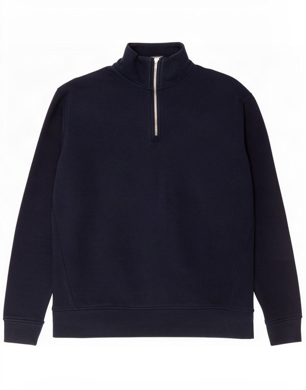 Zara Hombre Sudadera Con Cuello Y Cremallera Jumper Medium Azul Marino Poliéster