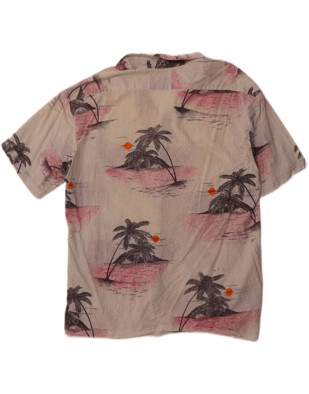 VINTAGE Camisa hawaiana de manga corta para hombre Algodón floral beige grande
