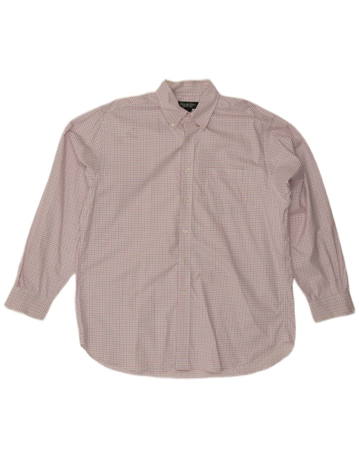 BROOKS BROTHERS Camisa para hombre de algodón a cuadros rosa grande