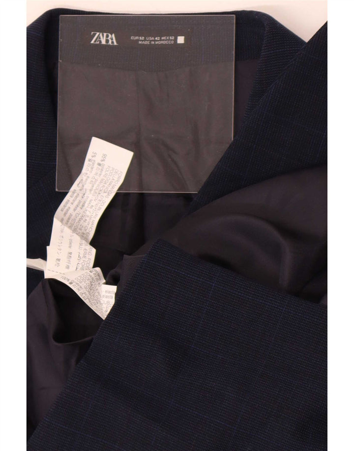 Zara Chaqueta tipo blazer de 2 botones para hombre EU 52 Grande Poliéster a cuadros azul marino